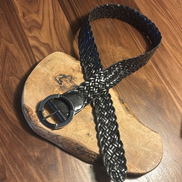 Talbots Black Braided Leather Belt - M - Picture 3 of 6